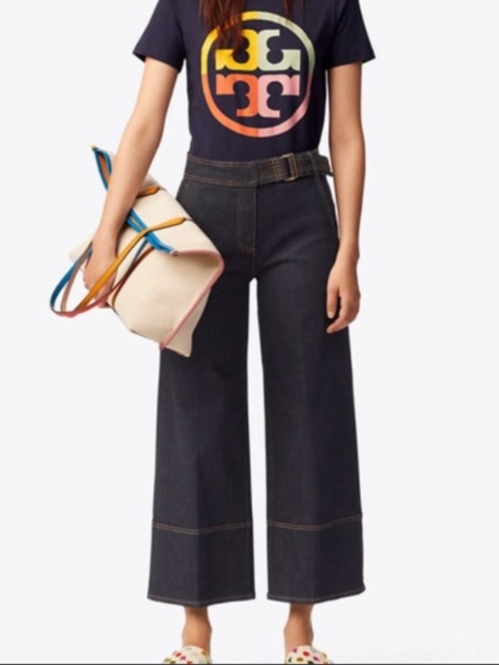 Tory Burch Dark Navy Belted Jeans